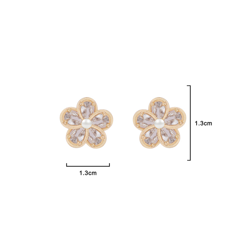 Laurel Cubic Zirconia 18K Gold Plated Floral Shaped Contemporary Earring For Women (Yellow Gold)…