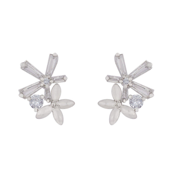 Laurel Cubic Zirconia 18K Gold Plated Flower Star Shaped Contemporary Earring For Women