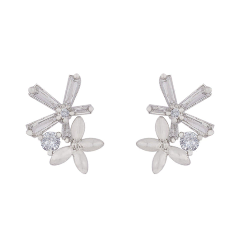 Laurel Cubic Zirconia 18K Gold Plated Flower Star Shaped Contemporary Earring For Women