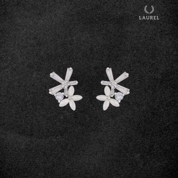 Laurel Cubic Zirconia 18K Gold Plated Flower Star Shaped Contemporary Earring For Women