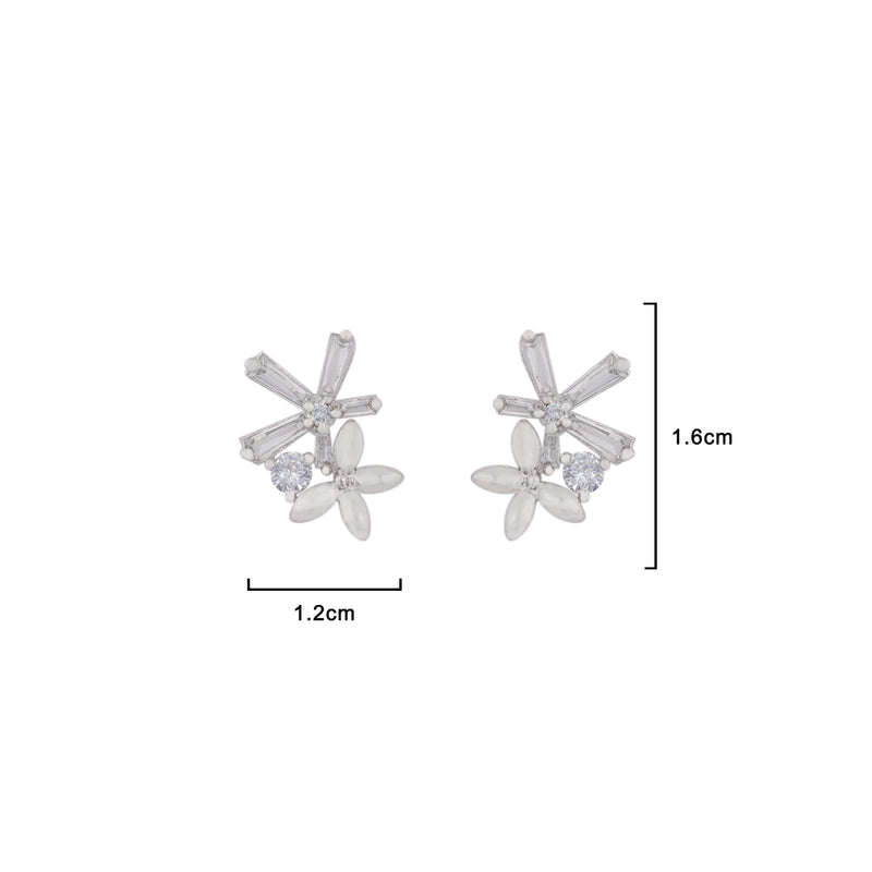 Laurel Cubic Zirconia 18K Gold Plated Flower Star Shaped Contemporary Earring For Women