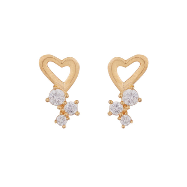 Laurel Cubic Zirconia 18K Gold Plated Lovely Heart Shaped Contemporary Earring For Women