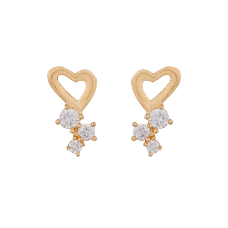 Laurel Cubic Zirconia 18K Gold Plated Lovely Heart Shaped Contemporary Earring For Women