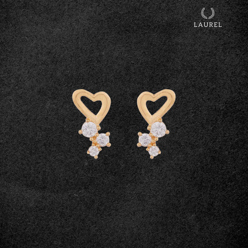 Laurel Cubic Zirconia 18K Gold Plated Lovely Heart Shaped Contemporary Earring For Women