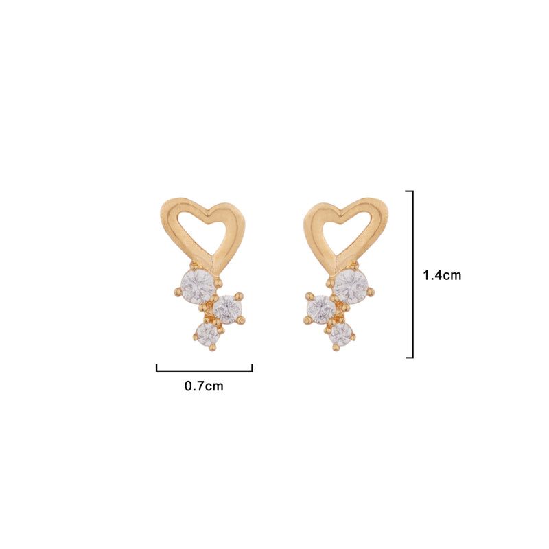 Laurel Cubic Zirconia 18K Gold Plated Lovely Heart Shaped Contemporary Earring For Women