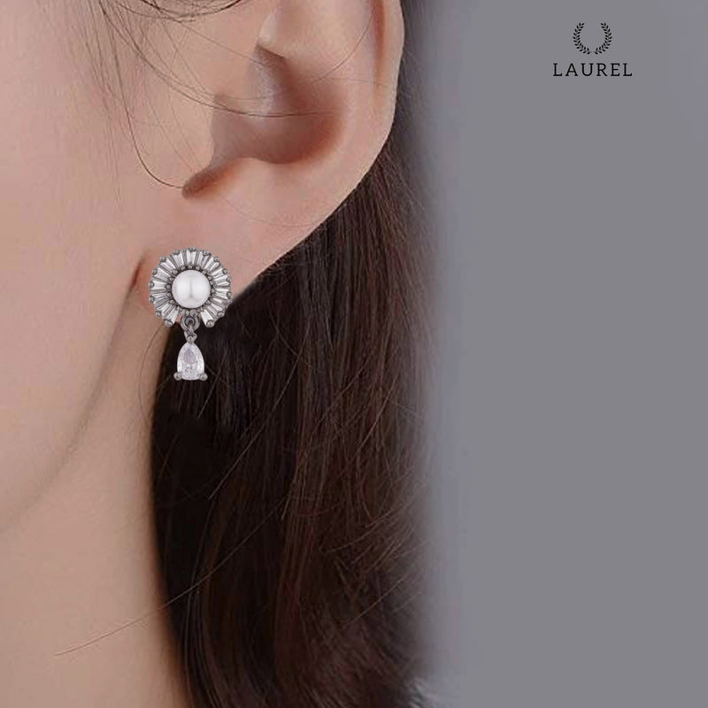 Laurel Cubic Zirconia Delicate Flower Earring For Women