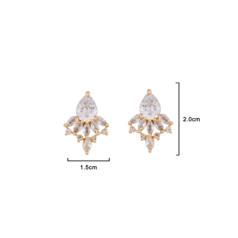 Laurel Cubic Zirconia 18K Gold Plated Peacock Feather Shaped Contemporary Earring For Women