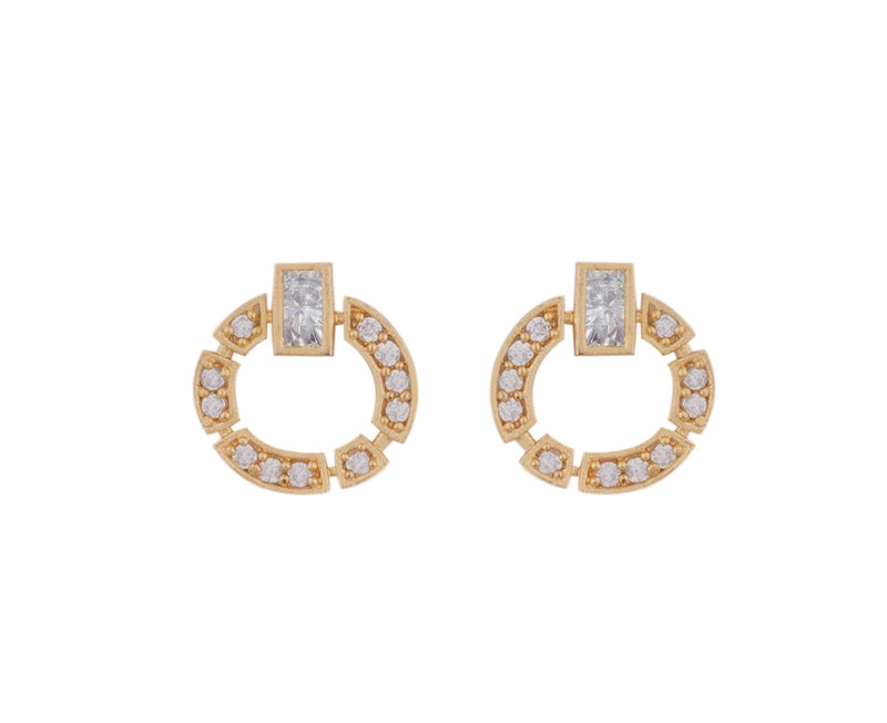 Laurel Cubic Zirconia 18K Gold Plated Circle Shaped Contemporary Earring For Women