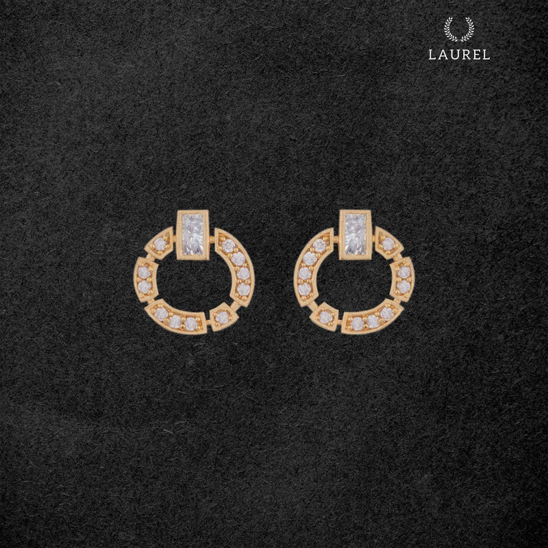 Laurel Cubic Zirconia 18K Gold Plated Circle Shaped Contemporary Earring For Women