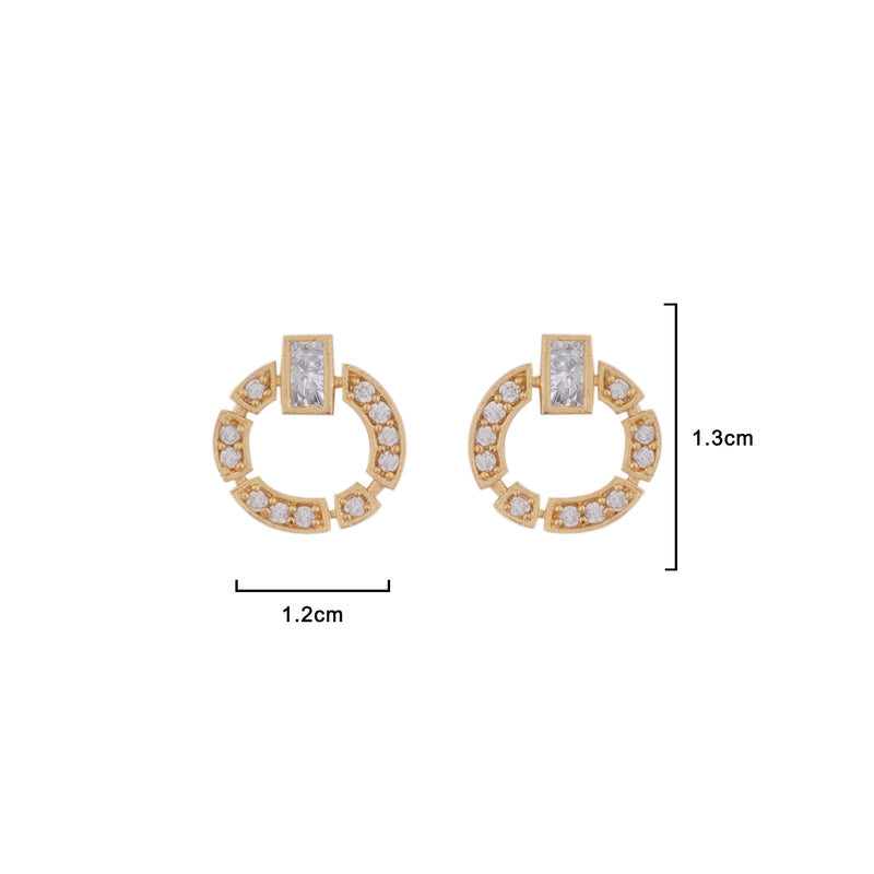 Laurel Cubic Zirconia 18K Gold Plated Circle Shaped Contemporary Earring For Women