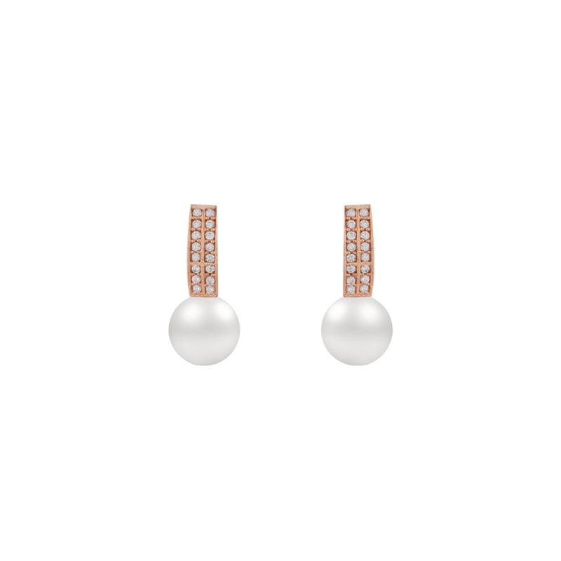 Laurel Cubic Zirconia 18K Gold Plated Romantic Pearl Contemporary Earring For Women